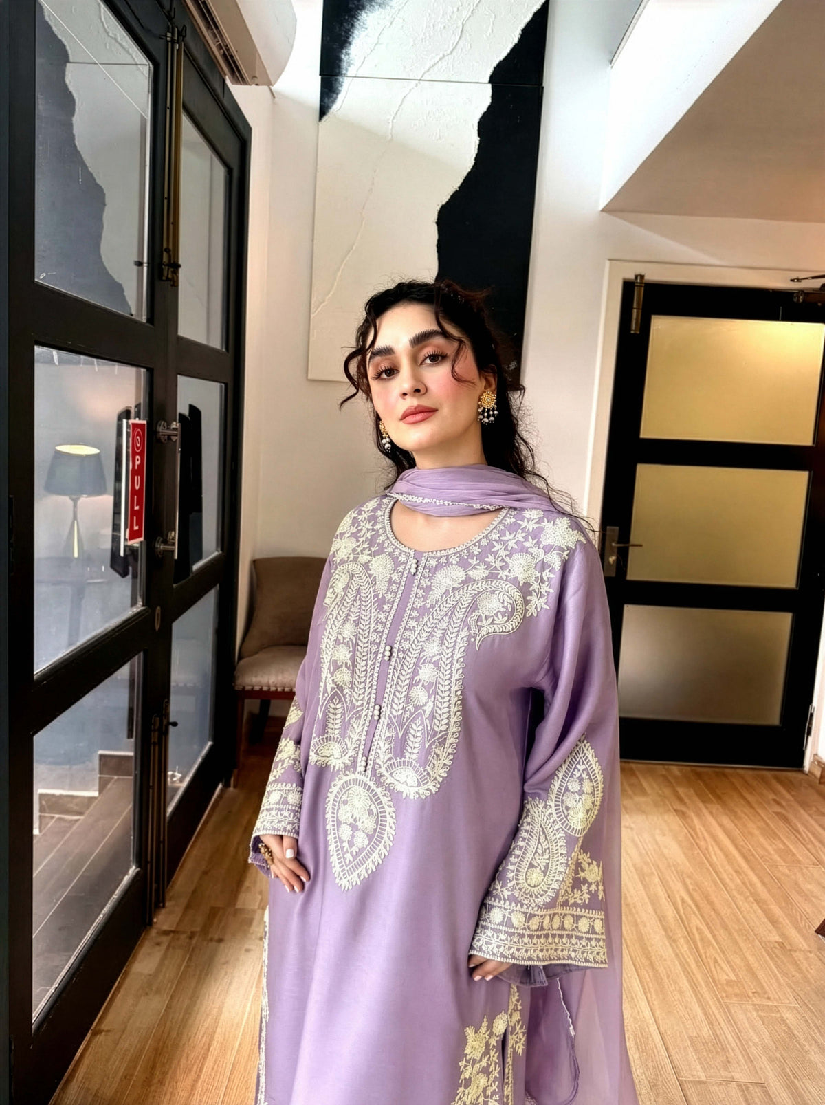 AAFREEN LILAC EMBROIDERED 3PC