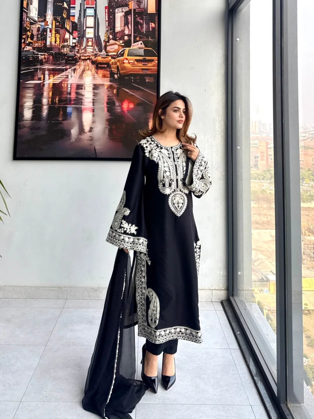 AAFREEN BLACK EMBROIDERED 3PC