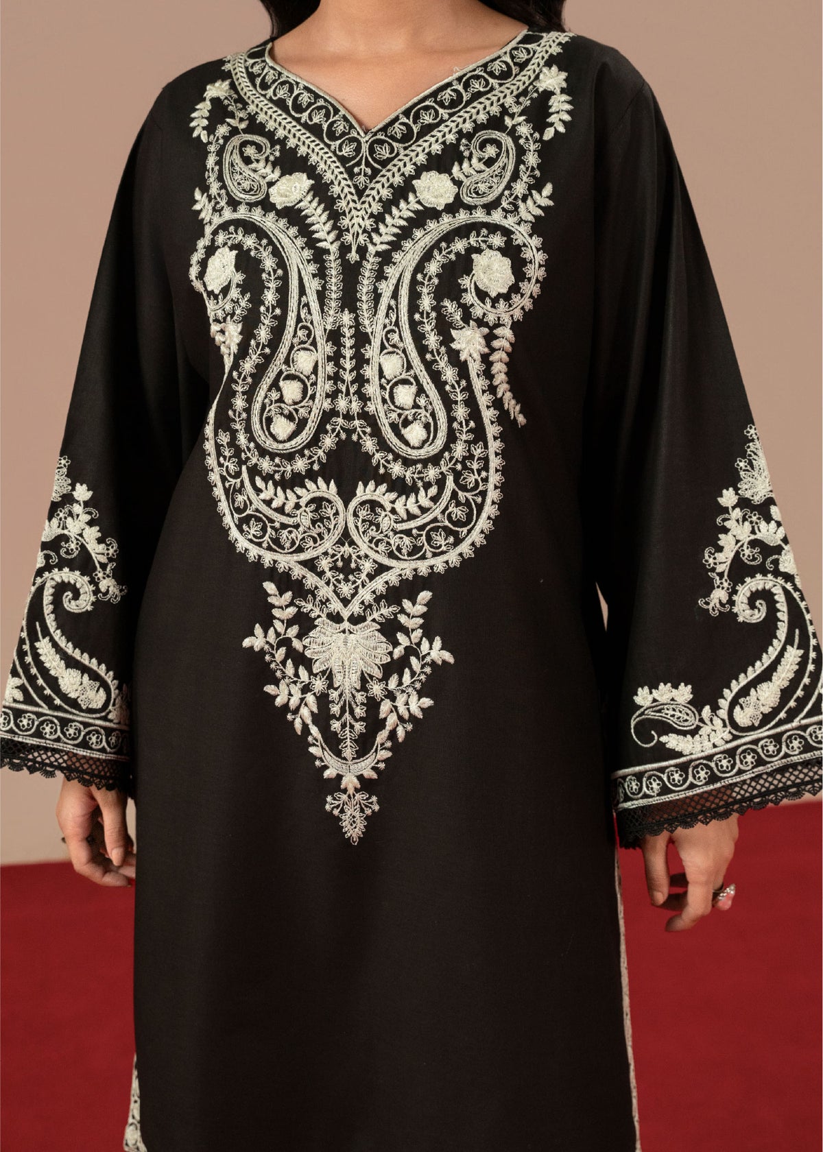 MIDNIGHT BLACK EMBROIDERED-3PC