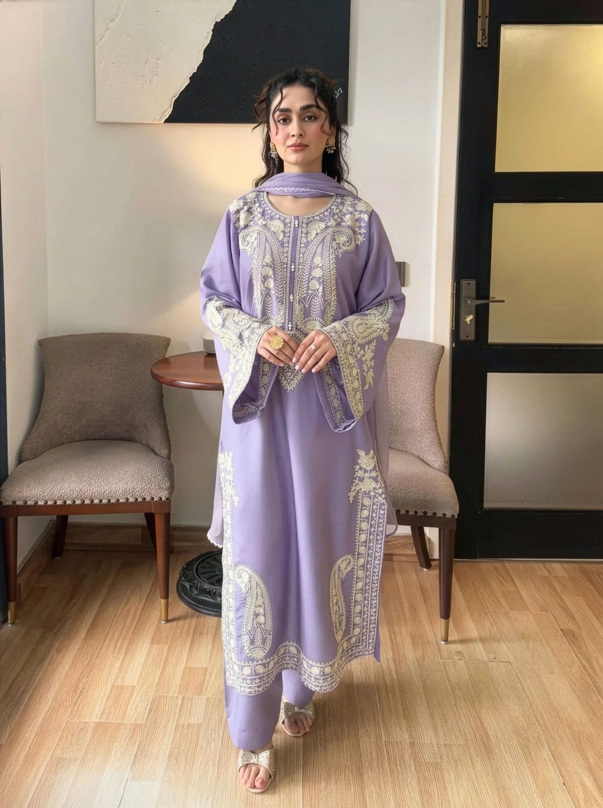 AAFREEN LILAC EMBROIDERED 3PC