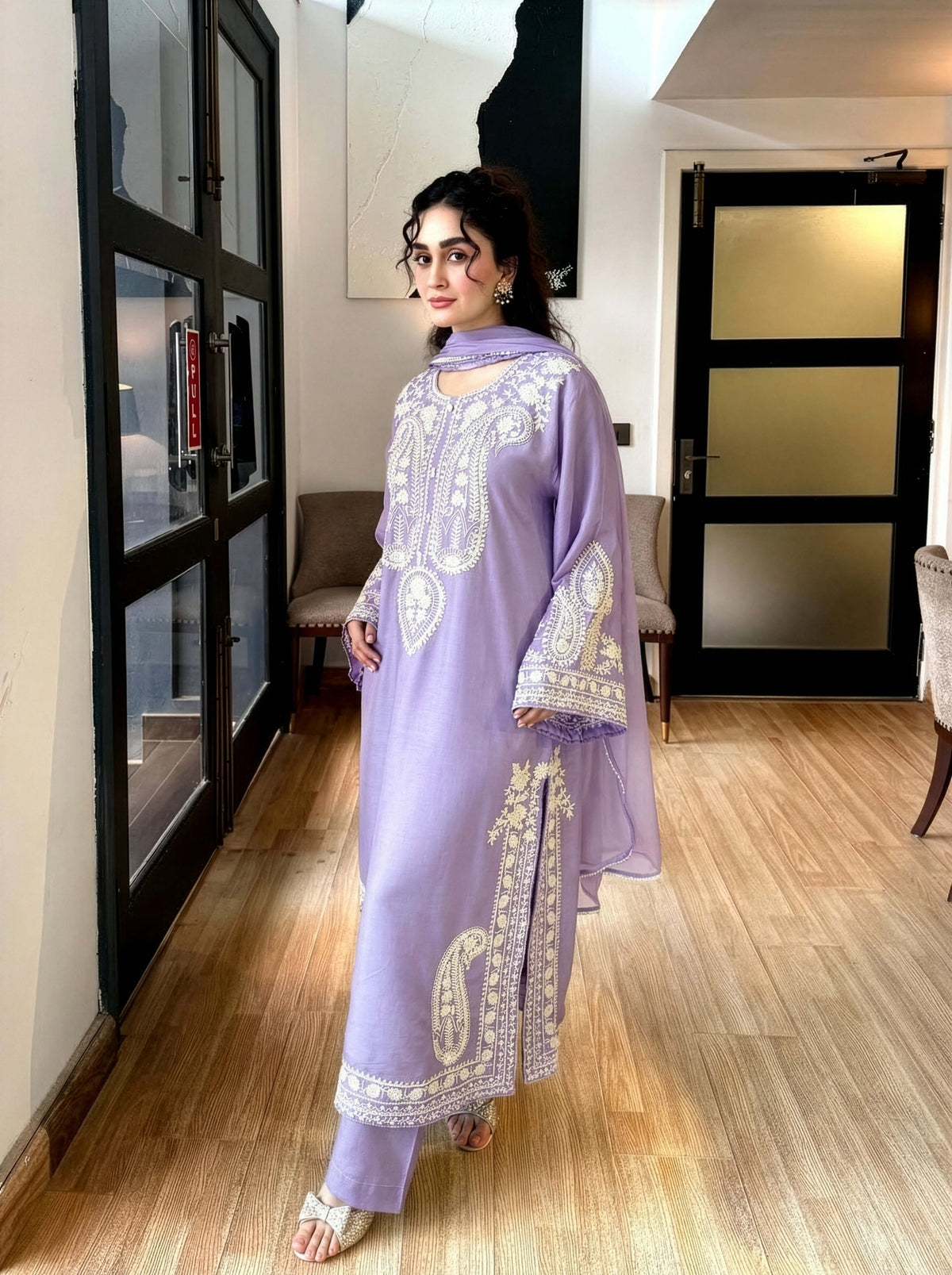 AAFREEN LILAC EMBROIDERED 3PC