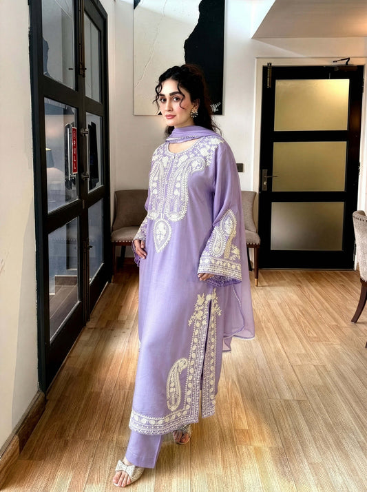 AAFREEN LILAC EMBROIDERED 3PC