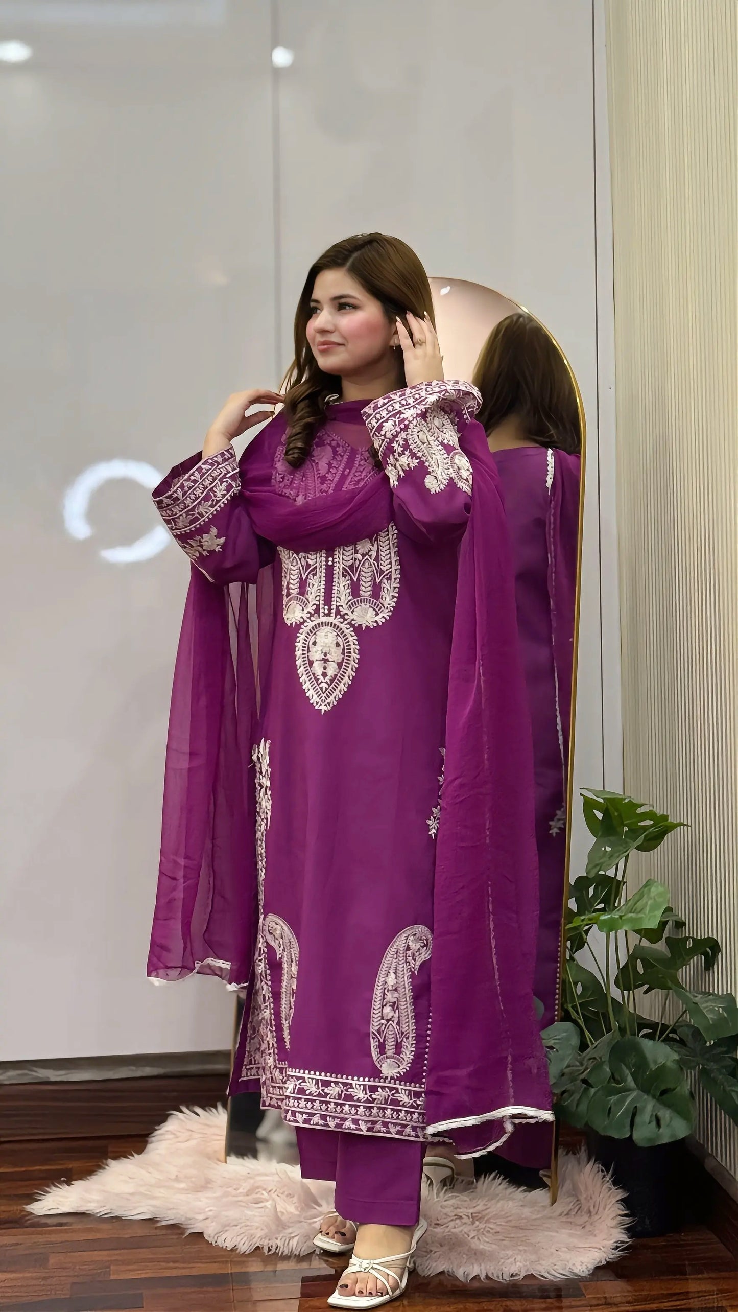 AFREEN PURPLE EMBROIDERED 3PC