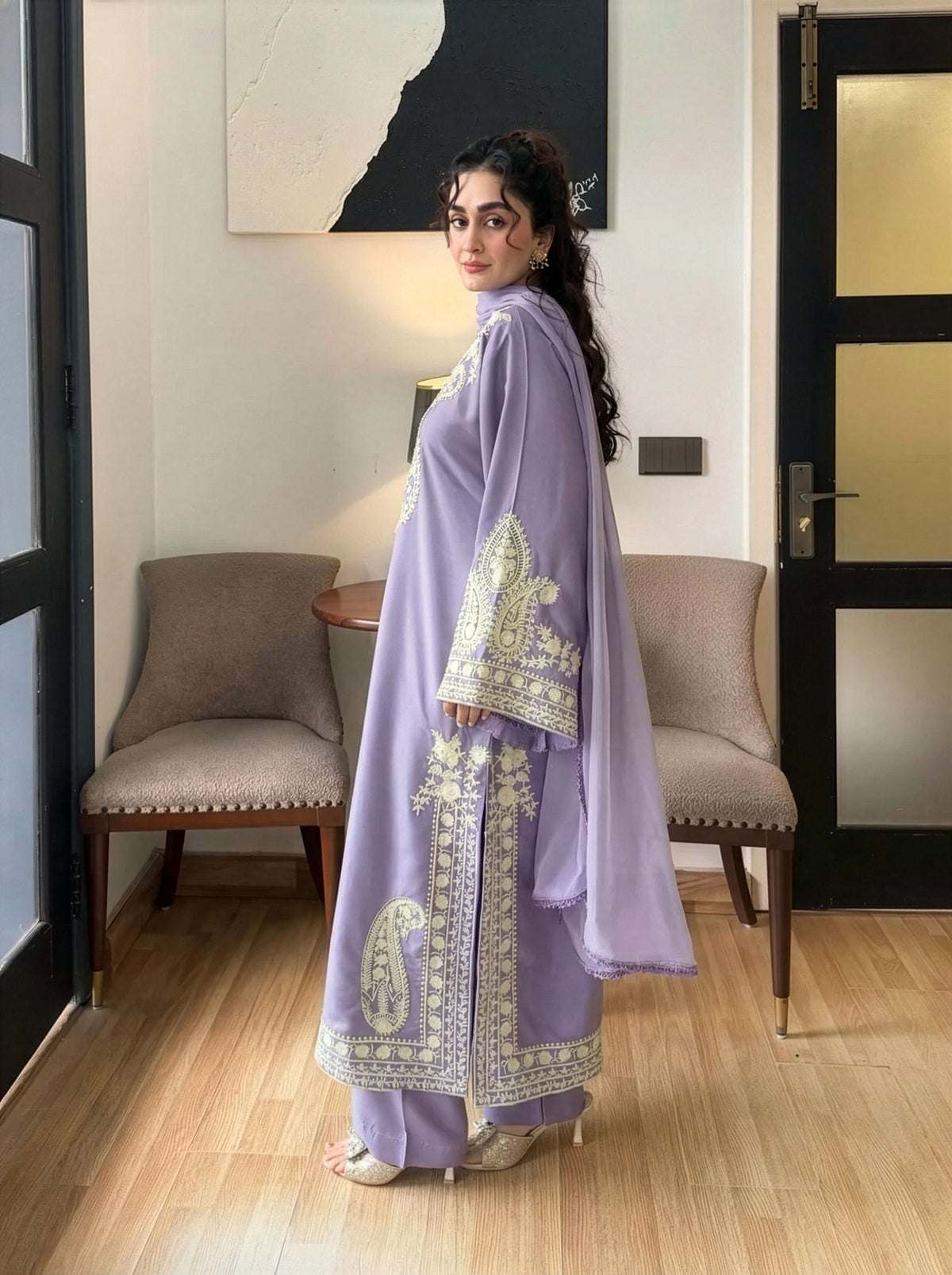 AAFREEN LILAC EMBROIDERED 3PC