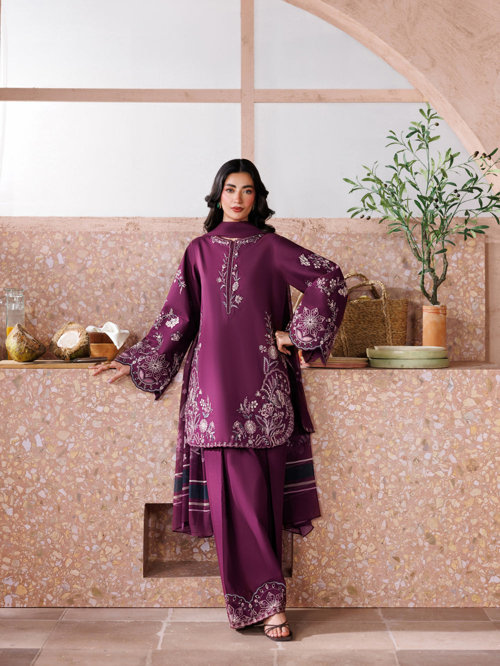 ZOHRA WINE EMB - 3PC