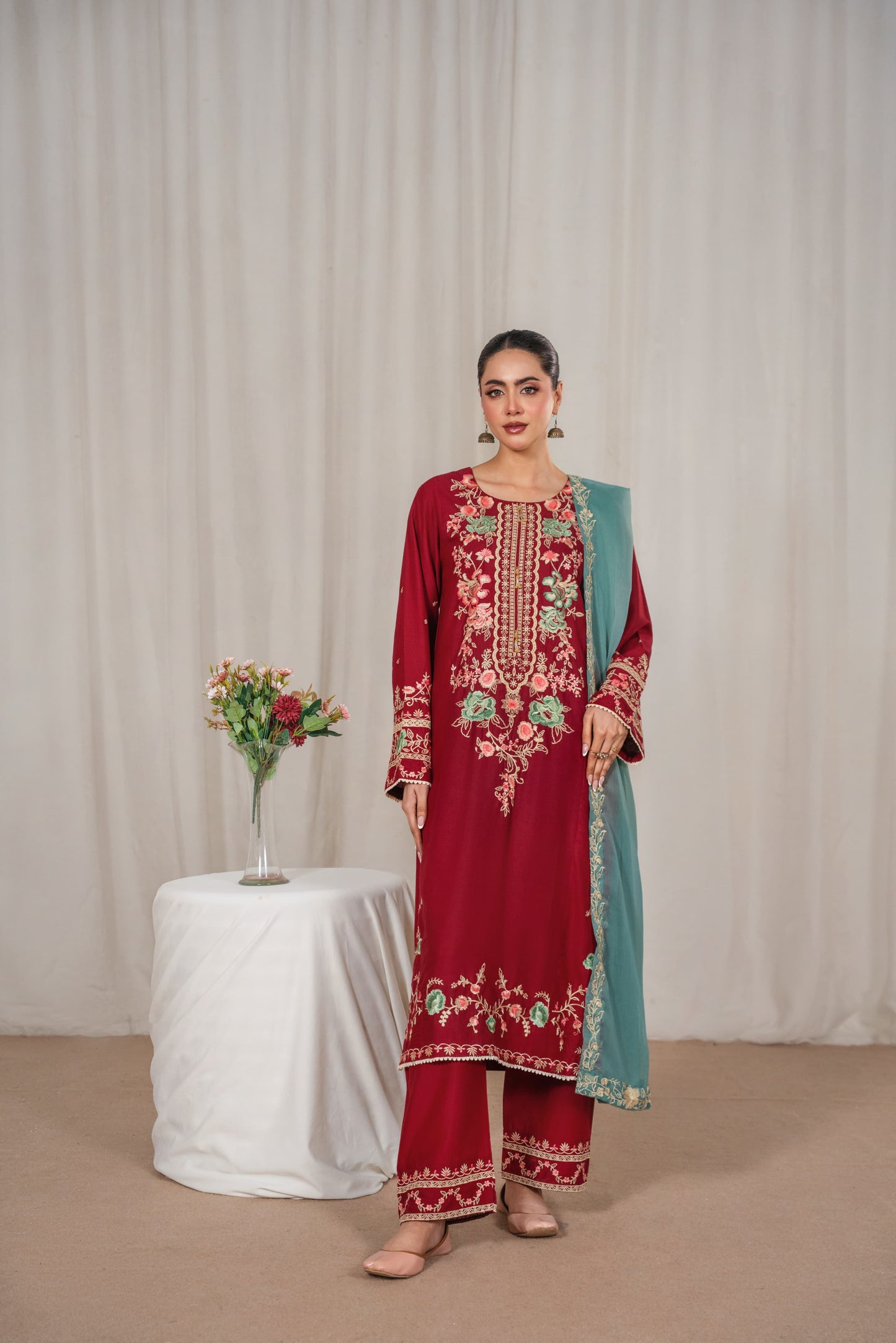 AROHA EMBROIDERED SHAWL 3PC