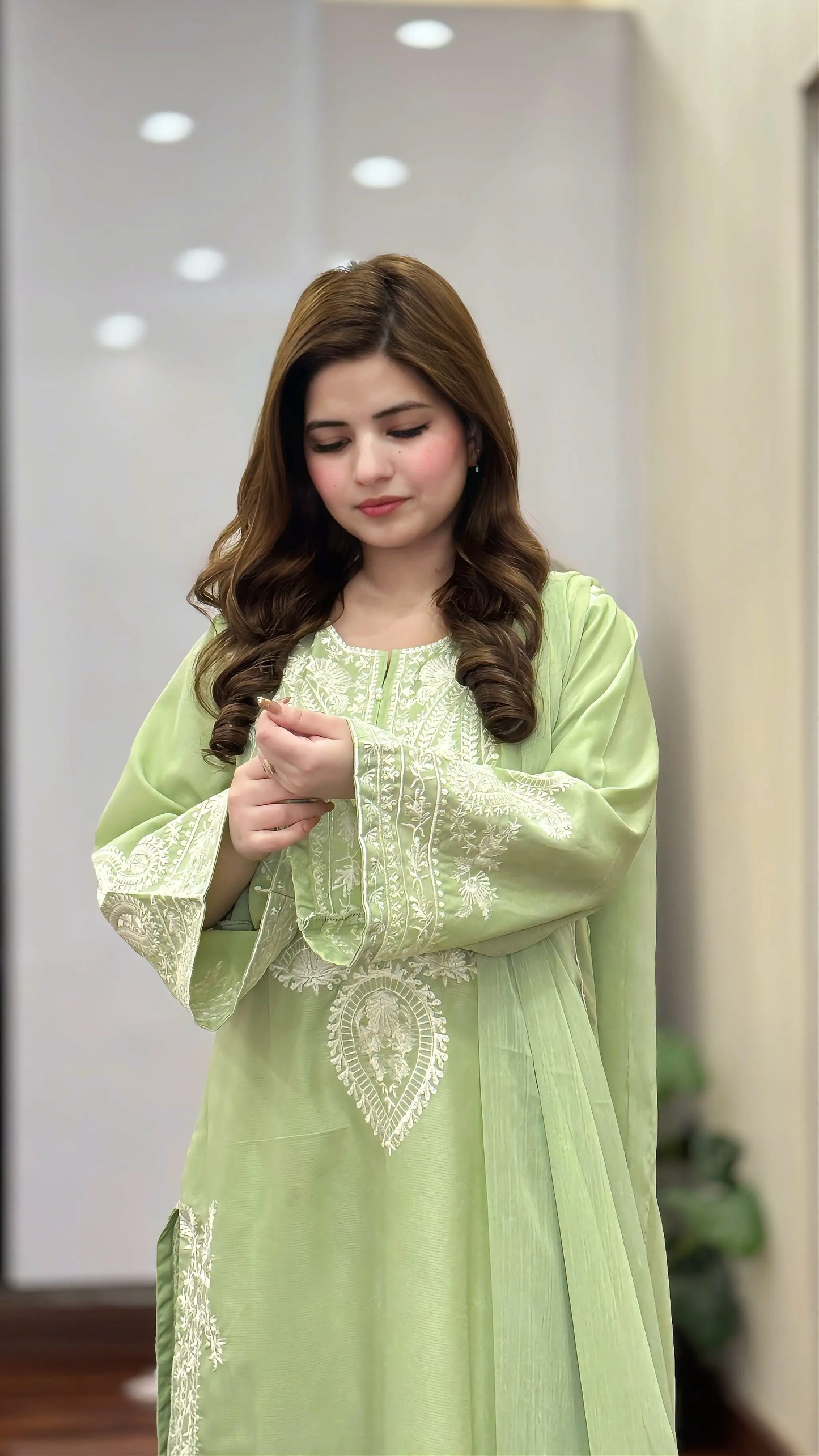 AAFREEN JADE GREEN EMBROIDERED 3PC