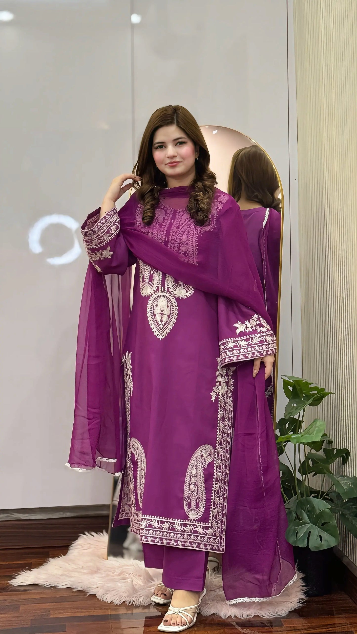 AFREEN PURPLE EMBROIDERED 3PC