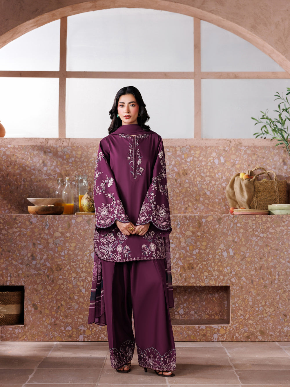 ZOHRA WINE EMB - 3PC