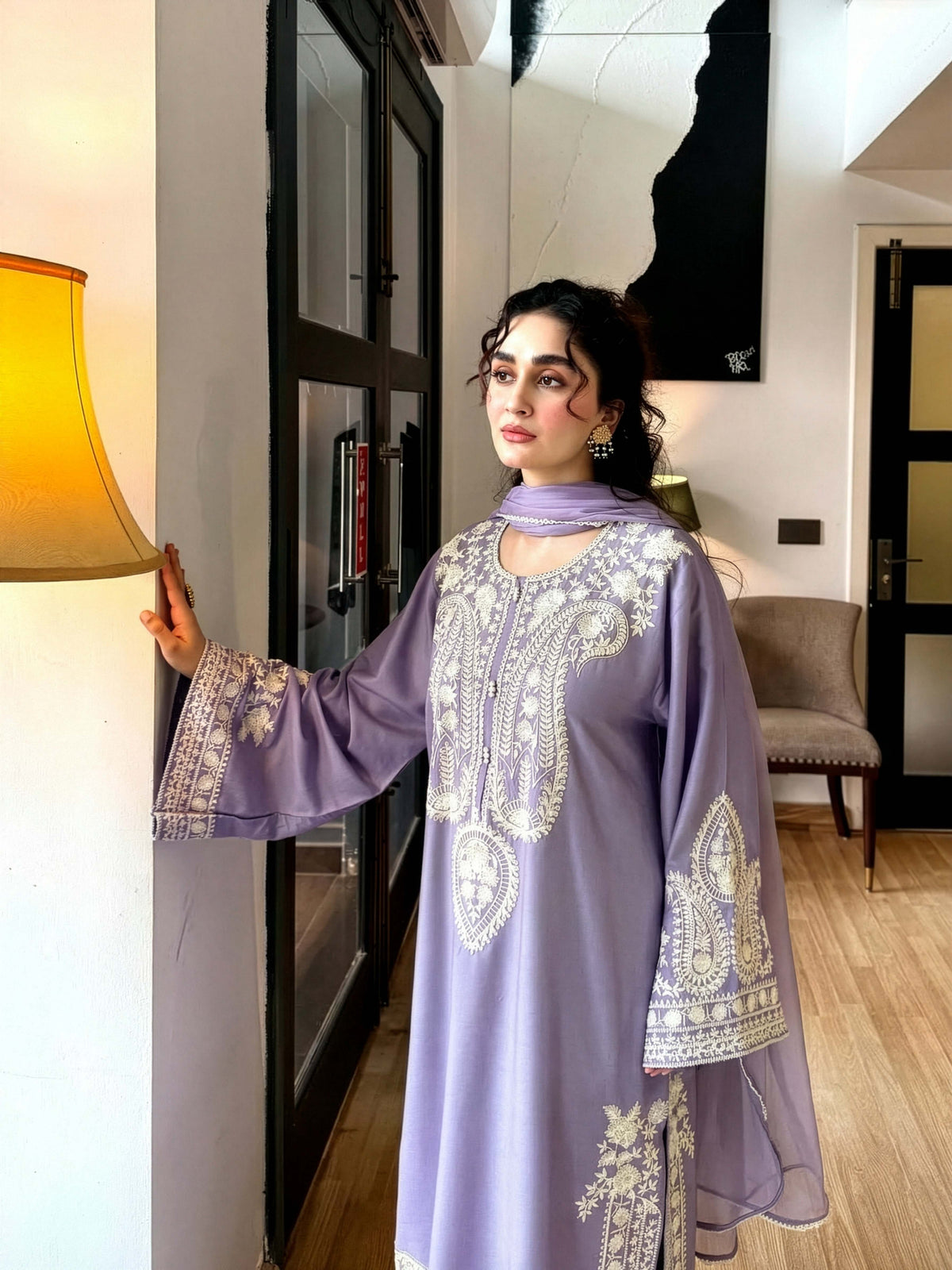 AAFREEN LILAC EMBROIDERED 3PC