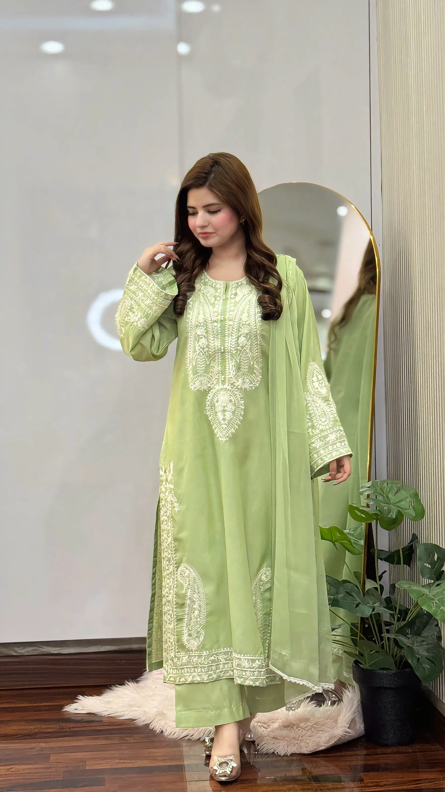 AAFREEN JADE GREEN EMBROIDERED 3PC