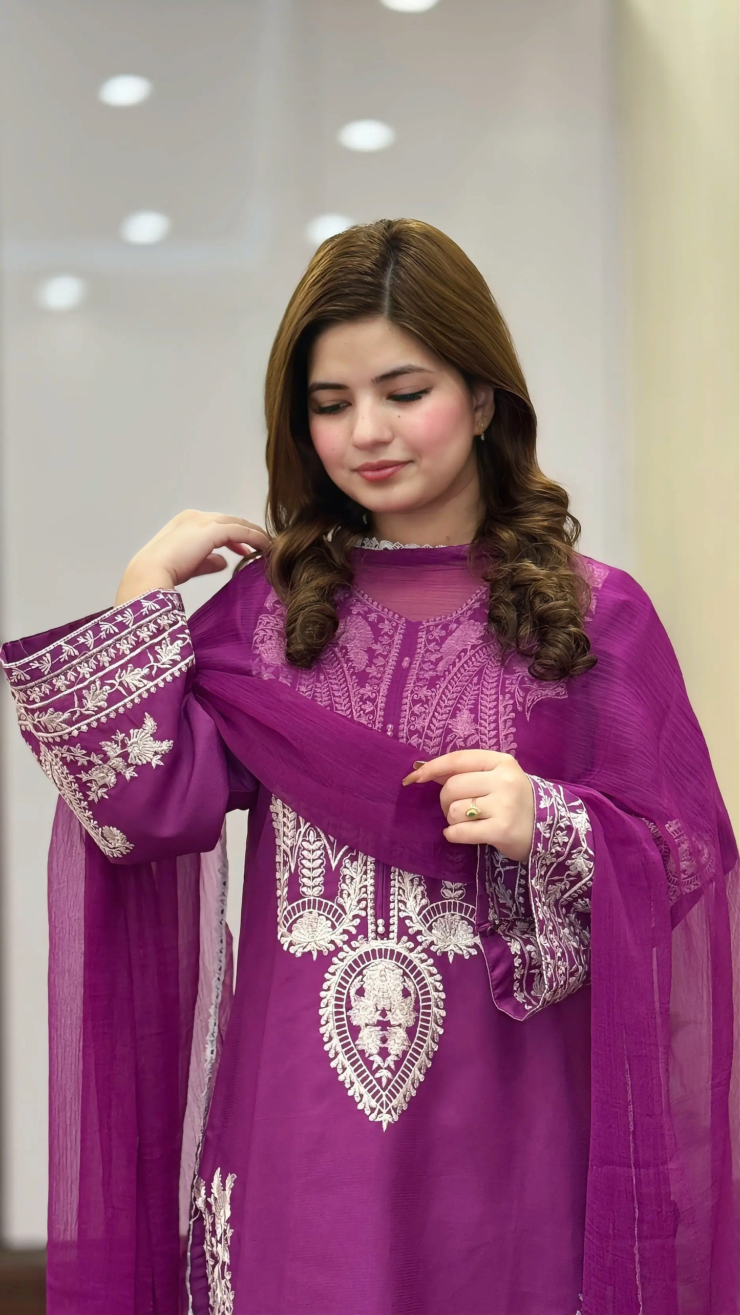 AFREEN PURPLE EMBROIDERED 3PC