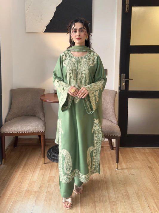 AAFREEN JADE GREEN EMBROIDERED 3PC