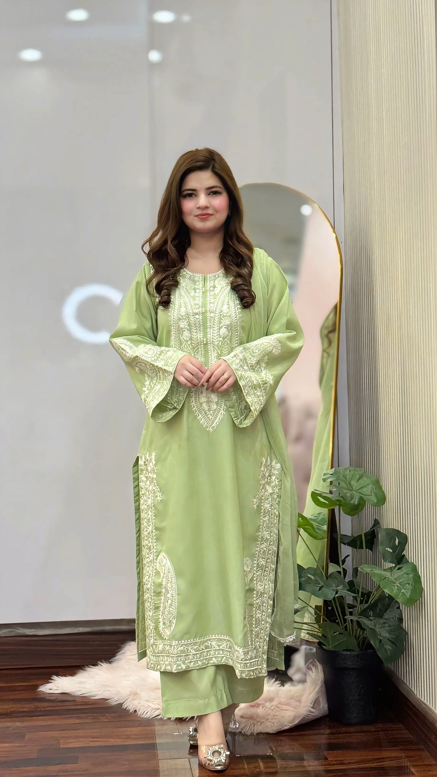 AAFREEN JADE GREEN EMBROIDERED 3PC