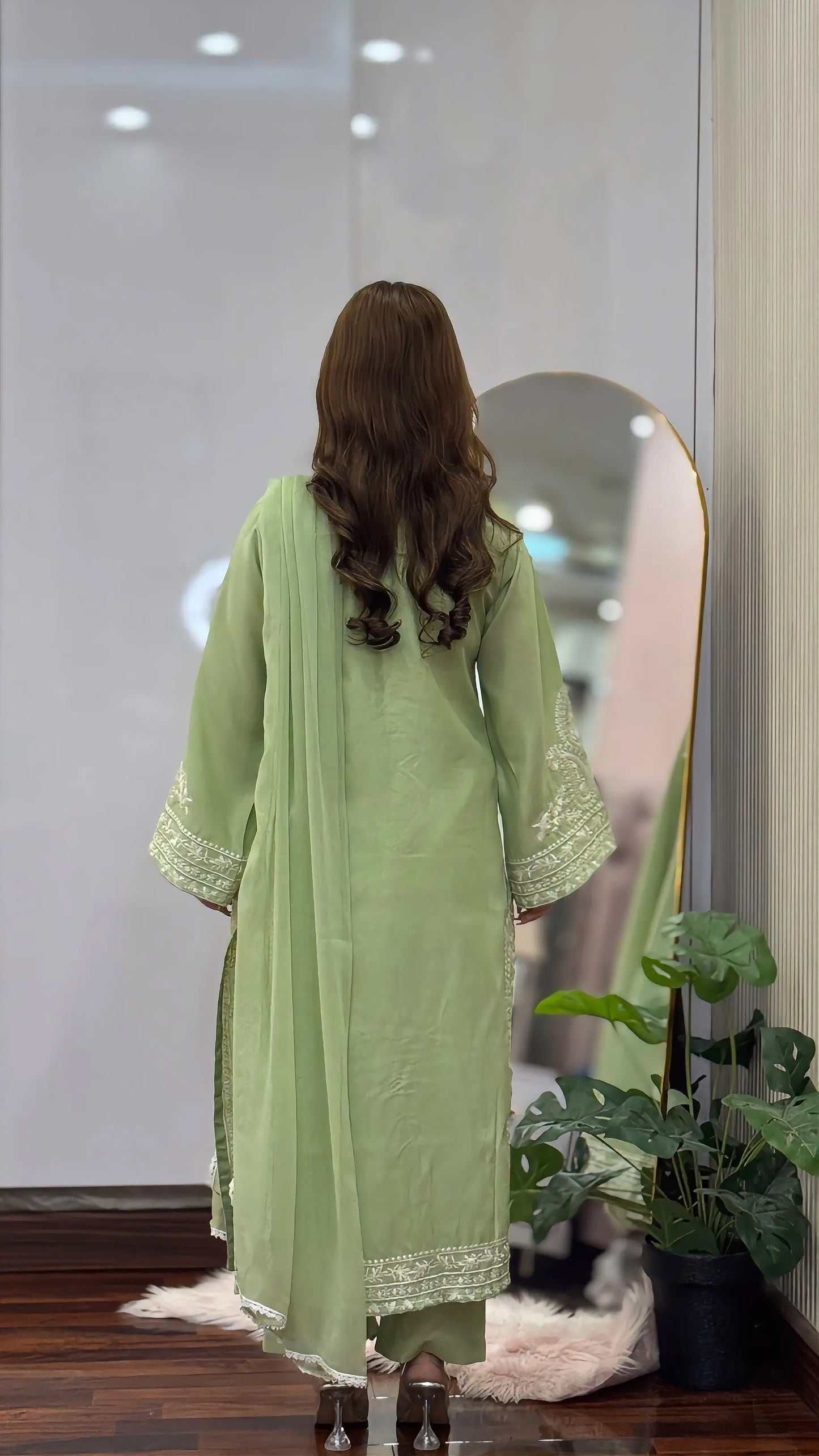 AAFREEN JADE GREEN EMBROIDERED 3PC